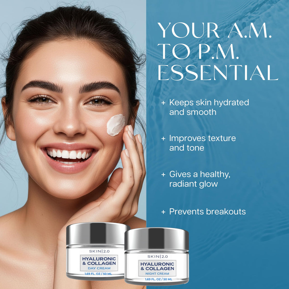 Skin 2.0 moisturizer with Aloe Vera and Shea Butter ingredients