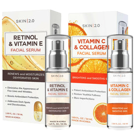 Skin 2.0 Retinol & Vitamin E Serum front view with packaging