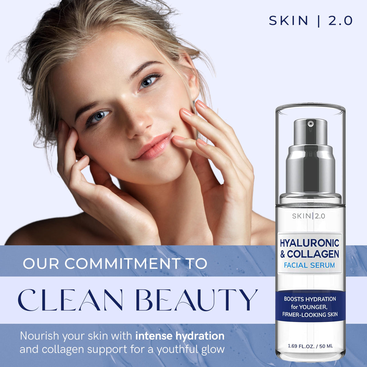 Skin 2.0 serum bottle with label details