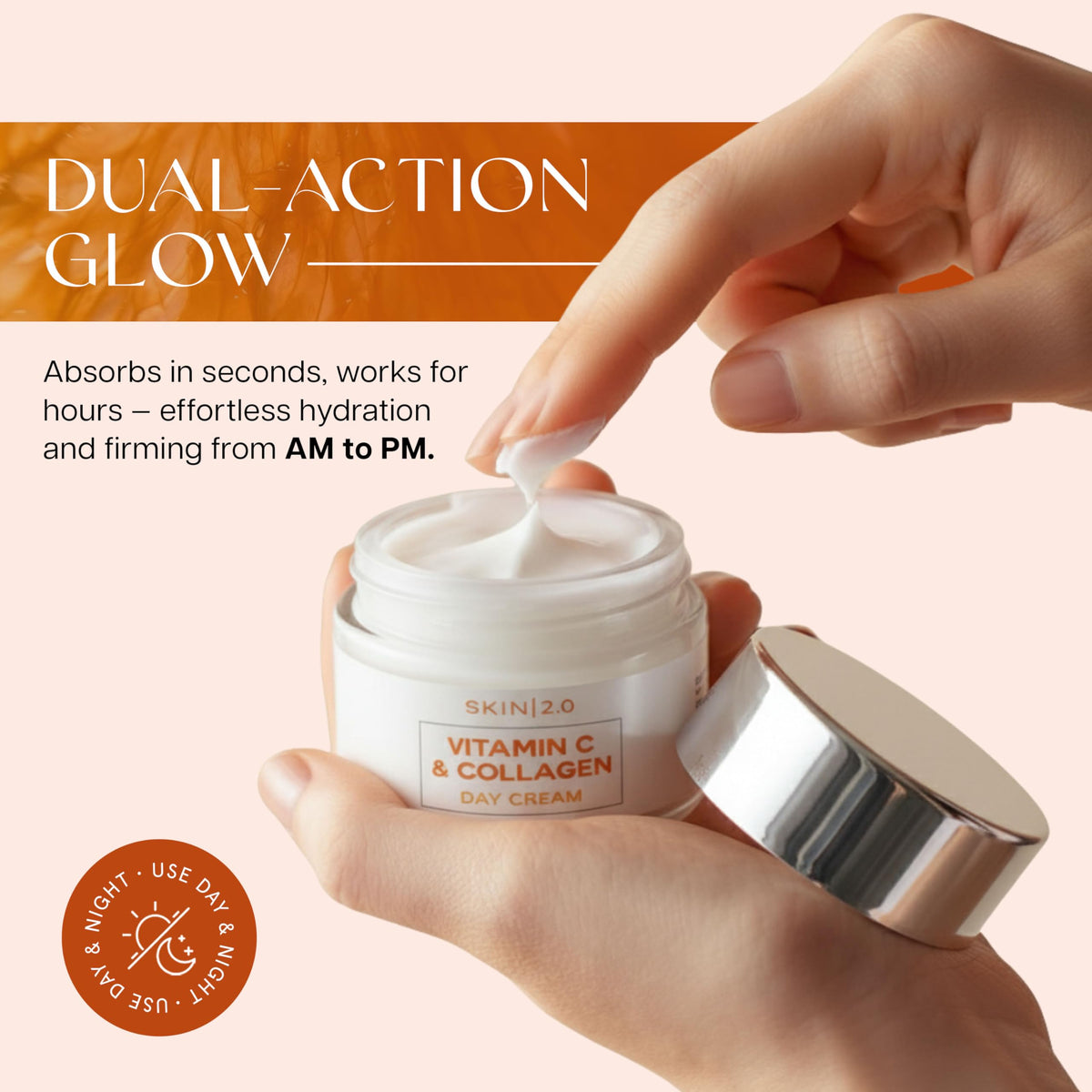 Skin 2.0 Vitamin C & Collagen Day Cream application