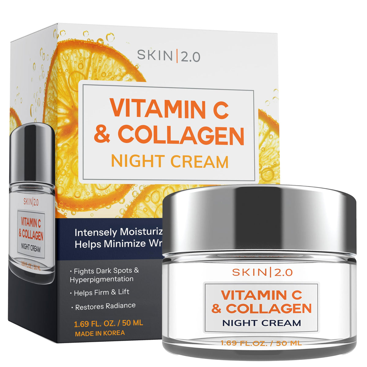 Skin 2.0 Vitamin C & Collagen Night Cream front view with packaging