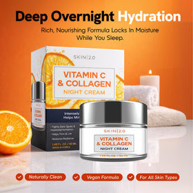 Skin 2.0 Vitamin C & Collagen Night Cream on a bathroom counter
