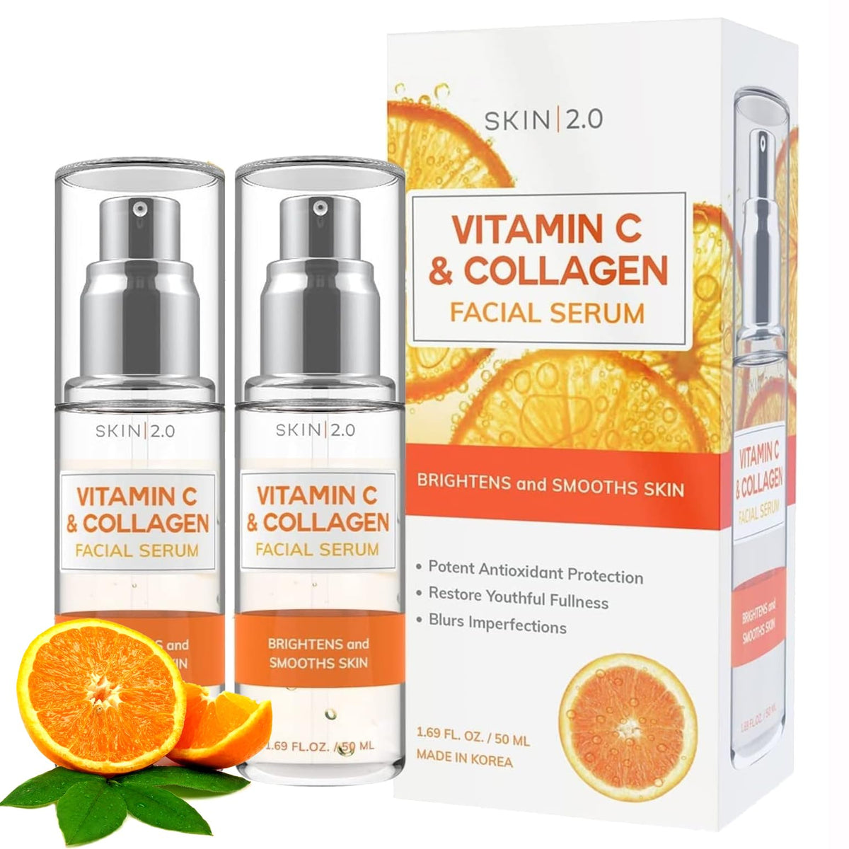 Skin 2.0 Vitamin C Serum front view with packaging