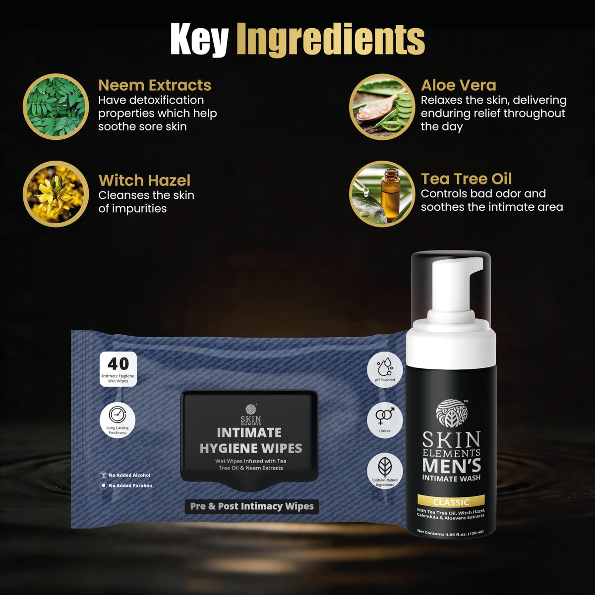 Skin Elements Intimate Wash 120ml bottle side view