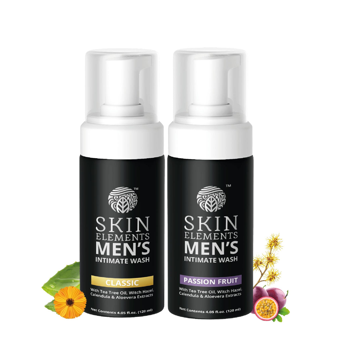 Skin Elements Men's Intimate Wash Combo pack of 2 with Tea Tree Oil and Passion Fruit