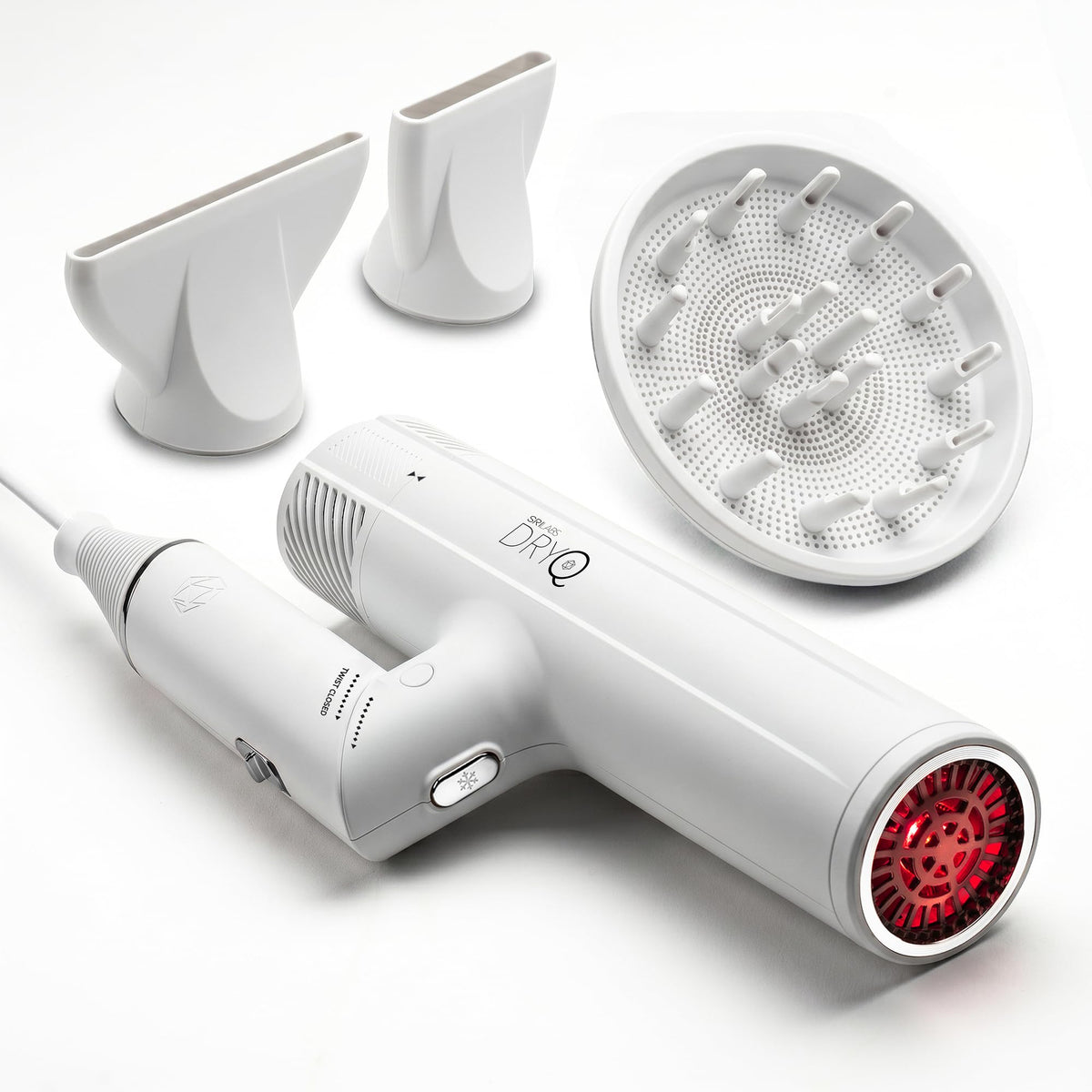 Skin Research Institute DryQ Smart Hair Dryer front view in white