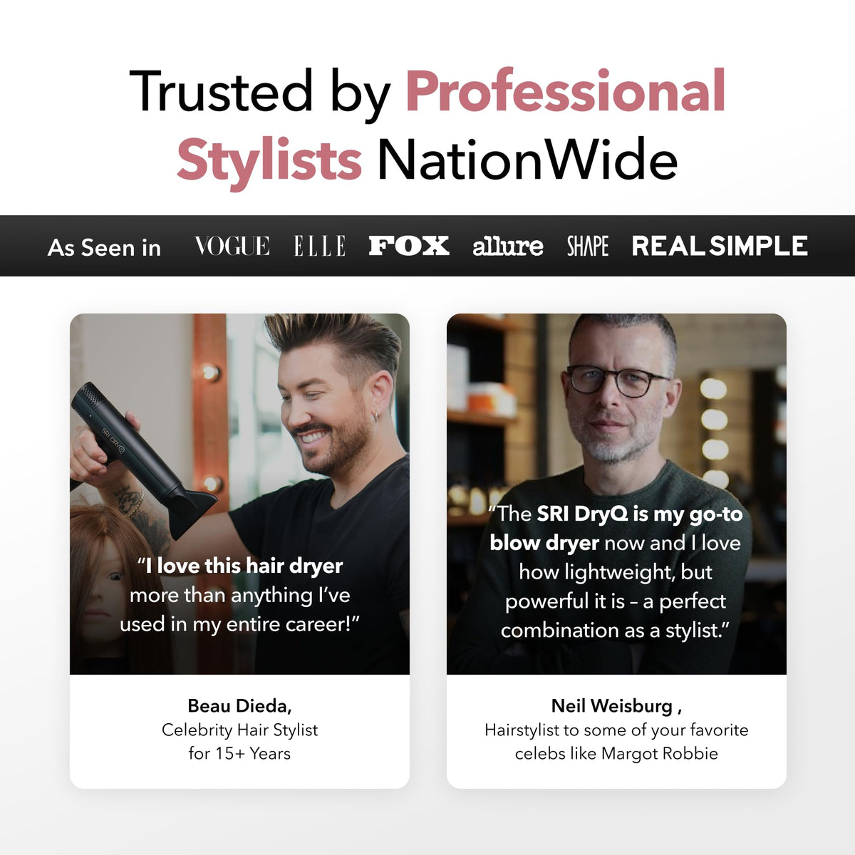 Skin Research Institute DryQ Smart Hair Dryer lightweight design