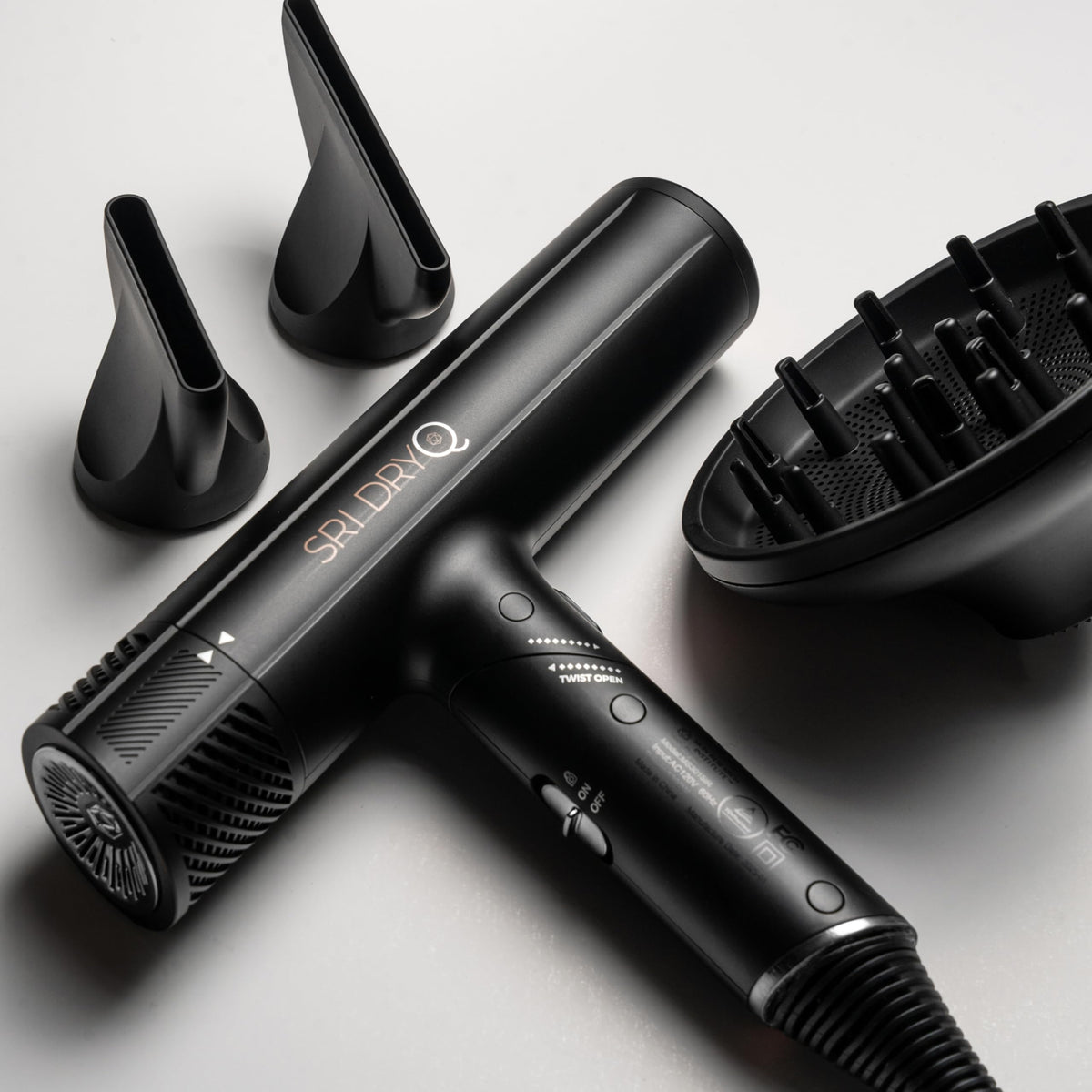 Skin Research Institute DryQ Smart Hair Dryer with magnetic attachments