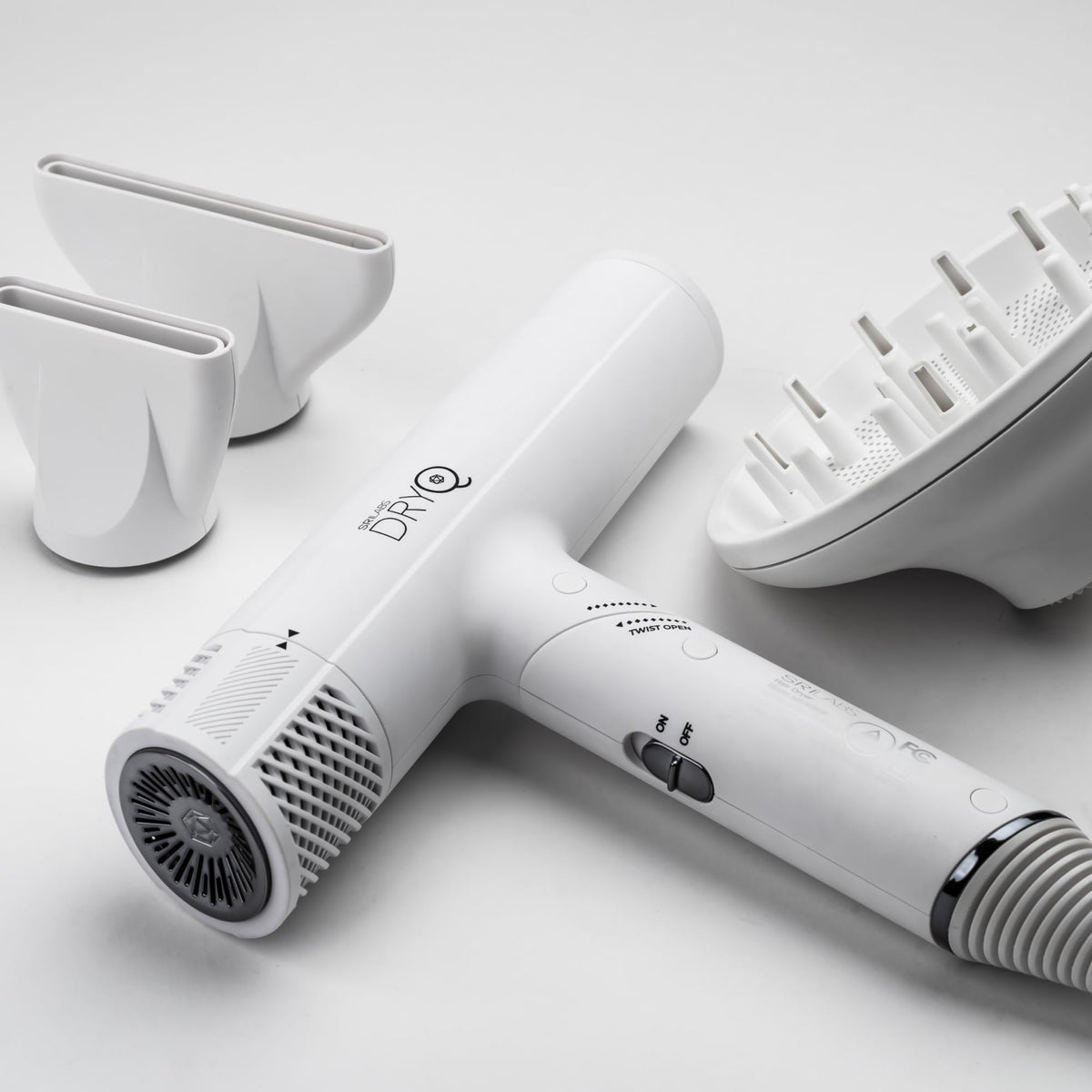 Skin Research Institute DryQ Smart Hair Dryer with magnetic attachments