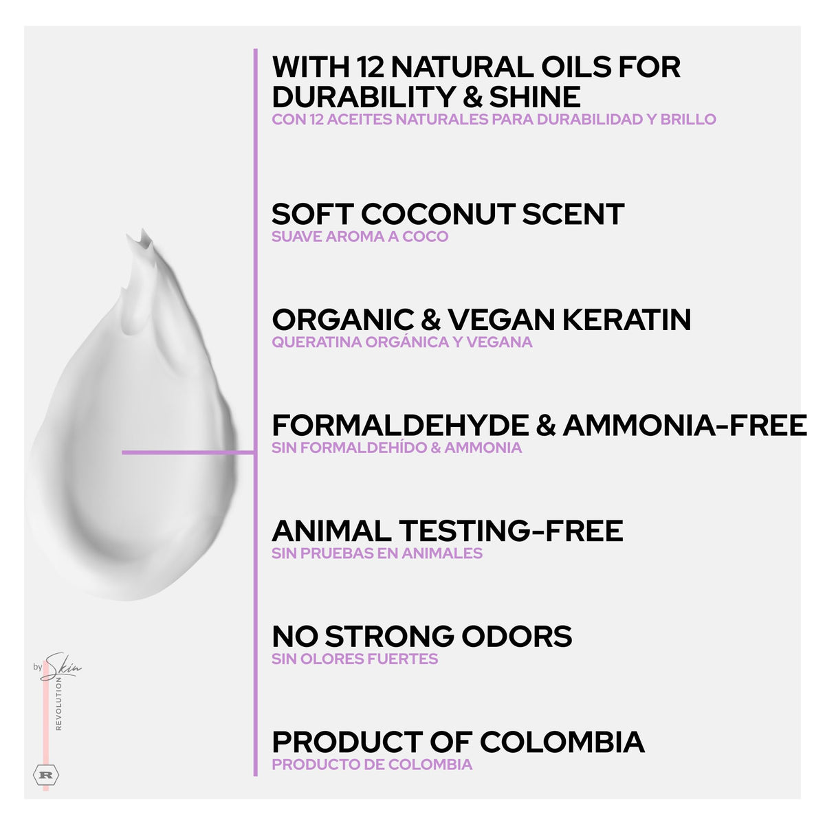 Skin Revolution Organic Keratin packaging with natural oils
