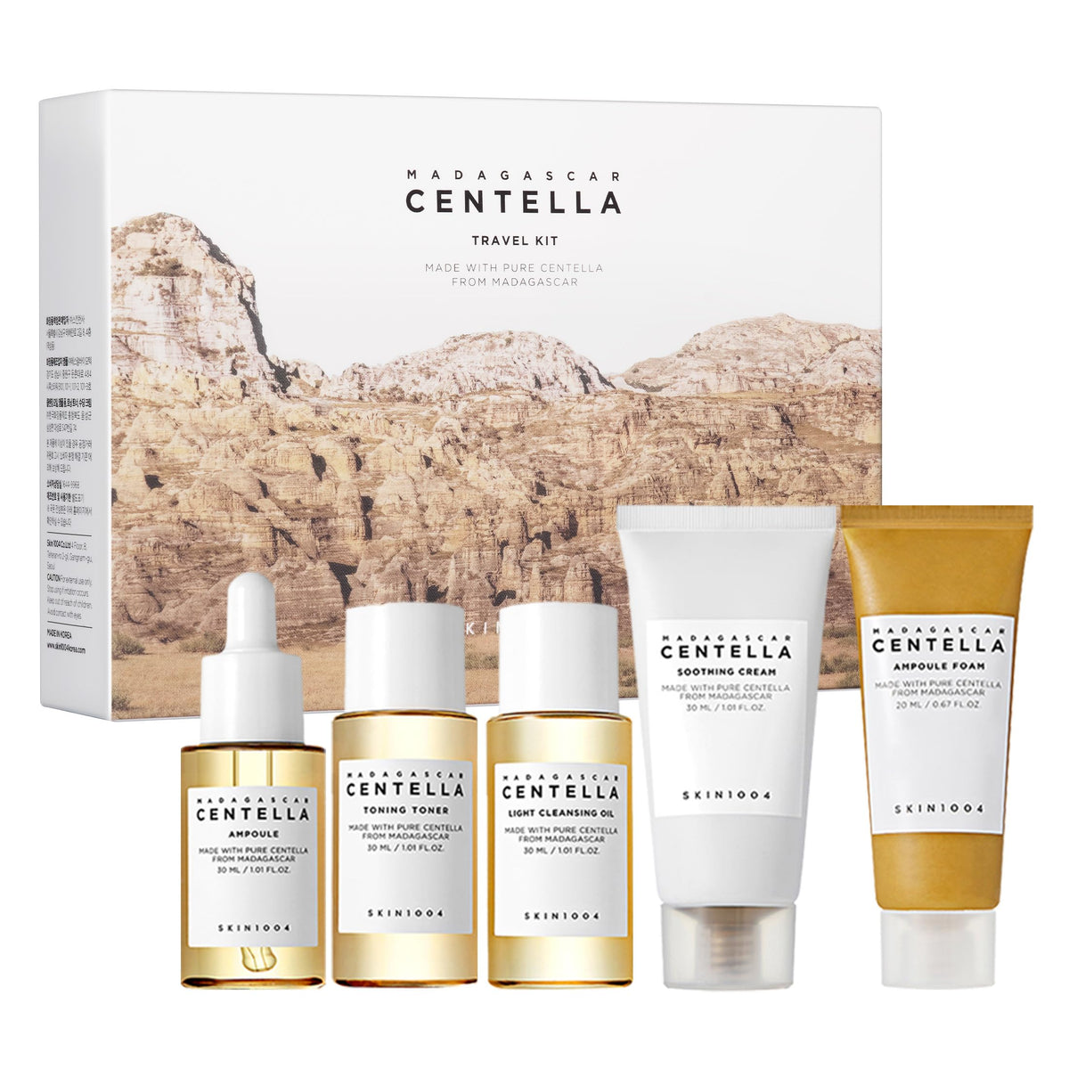 SKIN1004 Centella Travel Kit front view with five mini-sized products