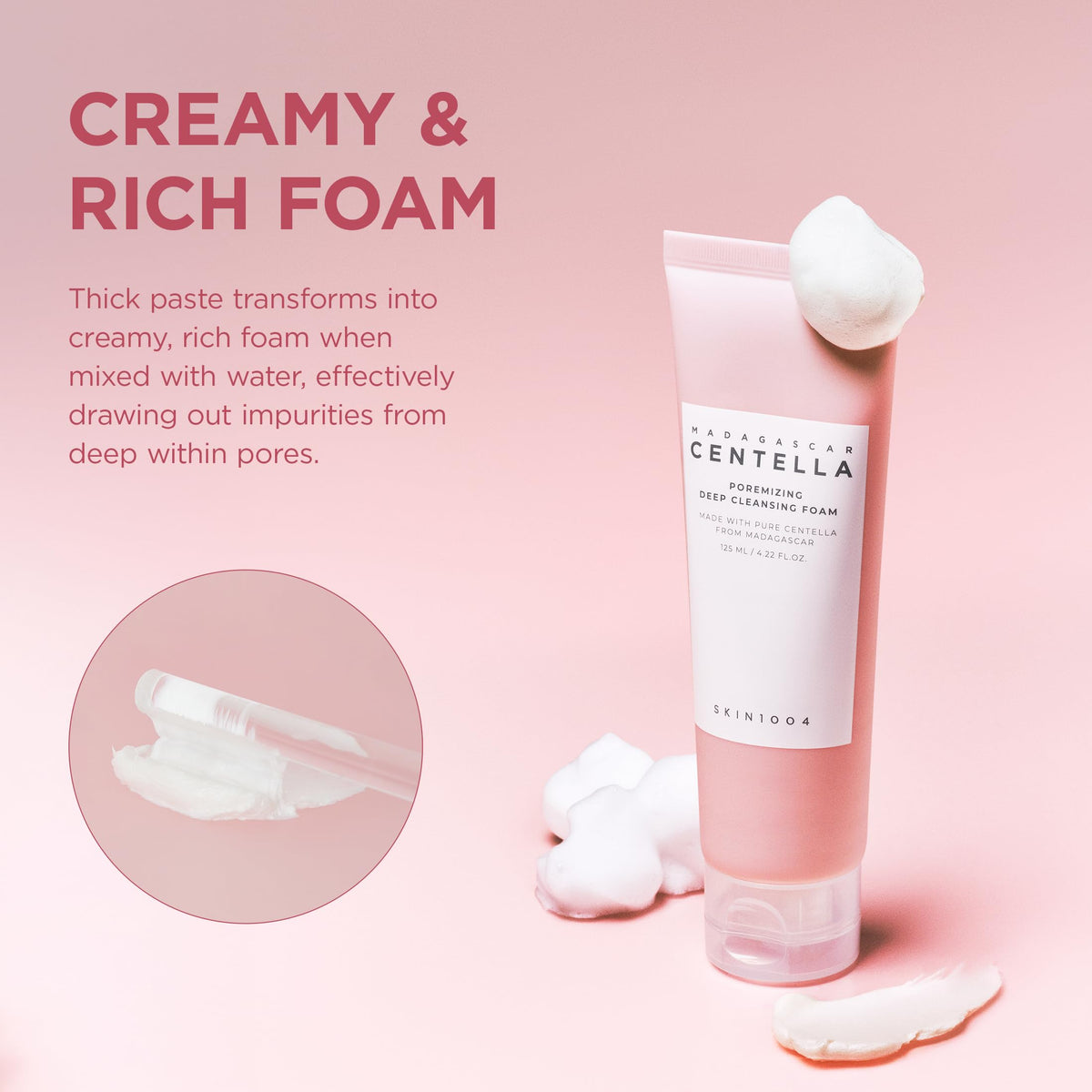 SKIN1004 Poremizing Deep Cleansing Foam lathering on skin