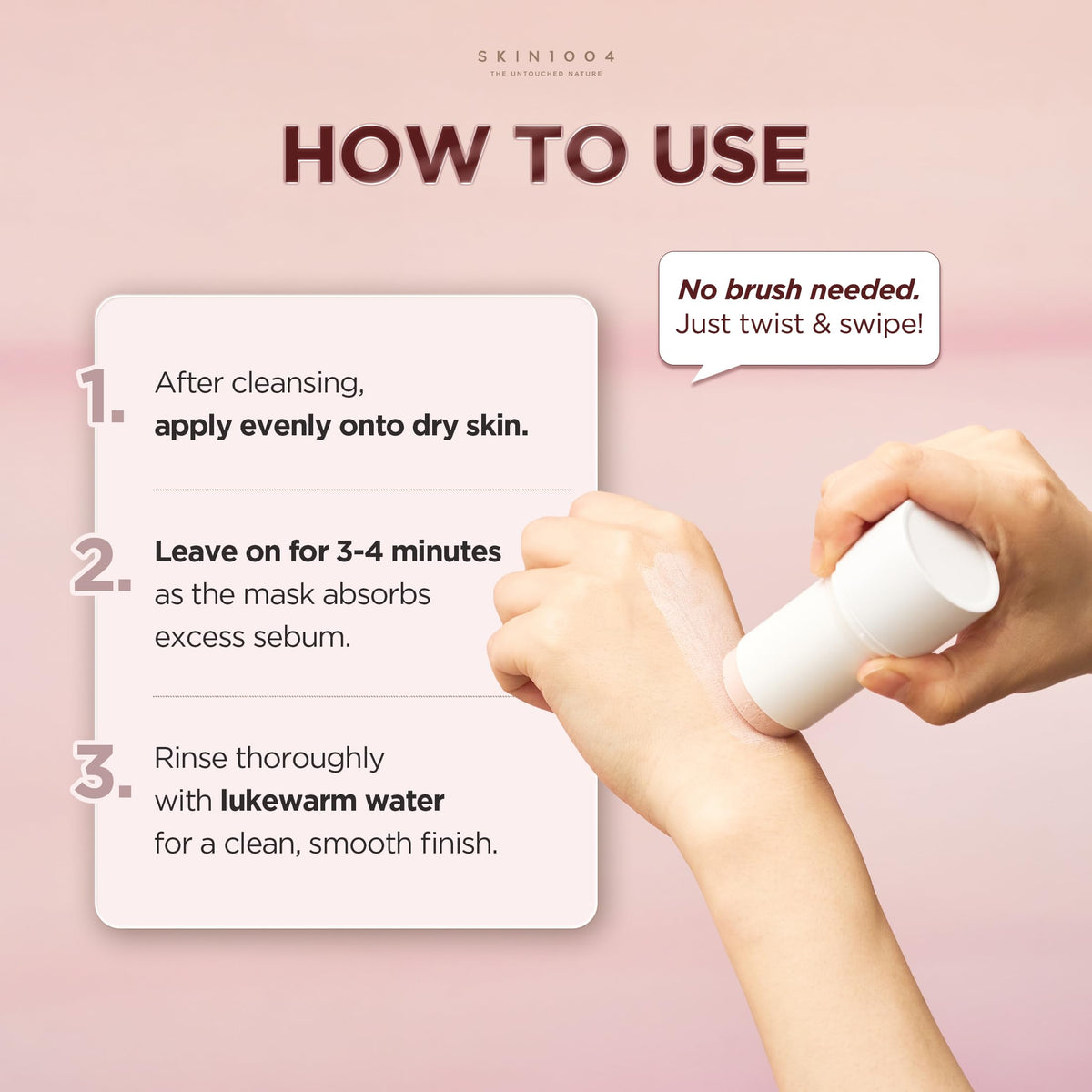 SKIN1004 Poremizing Quick Clay Stick Mask texture on hand