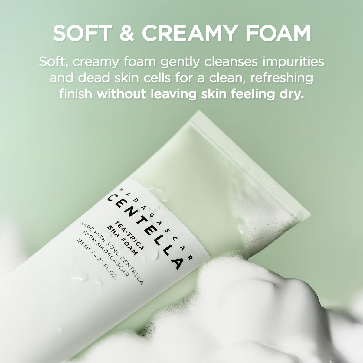 SKIN1004 Tea-Trica BHA Foam Cleanser in bathroom setting
