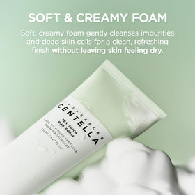 SKIN1004 Tea-Trica BHA Foam Cleanser in bathroom setting