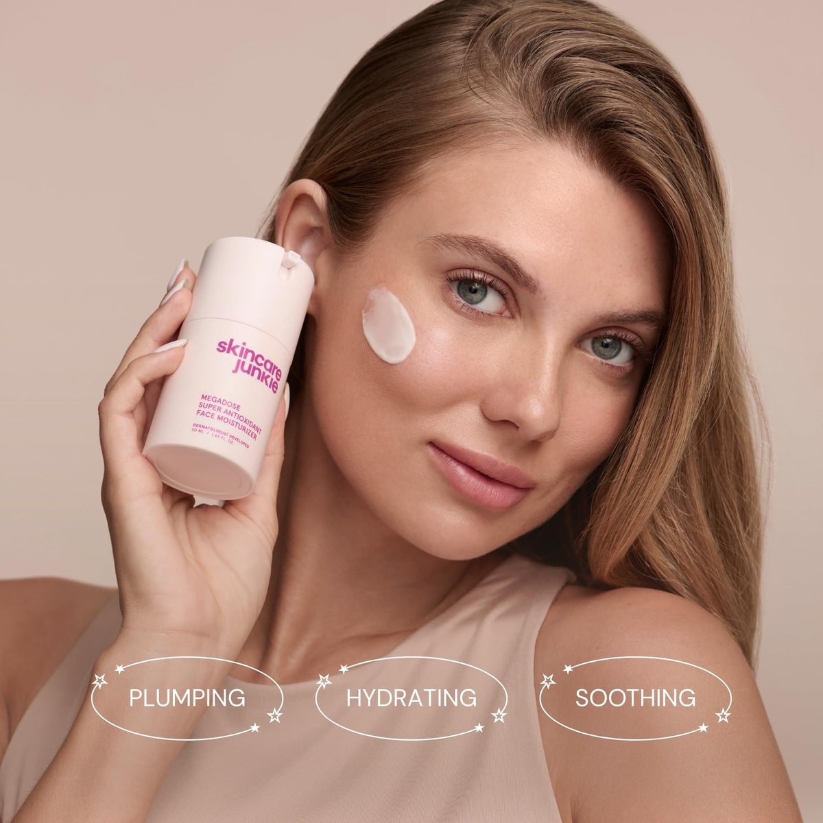 Skincare Junkie Megadose Super Antioxidant Face Moisturizer pump and texture
