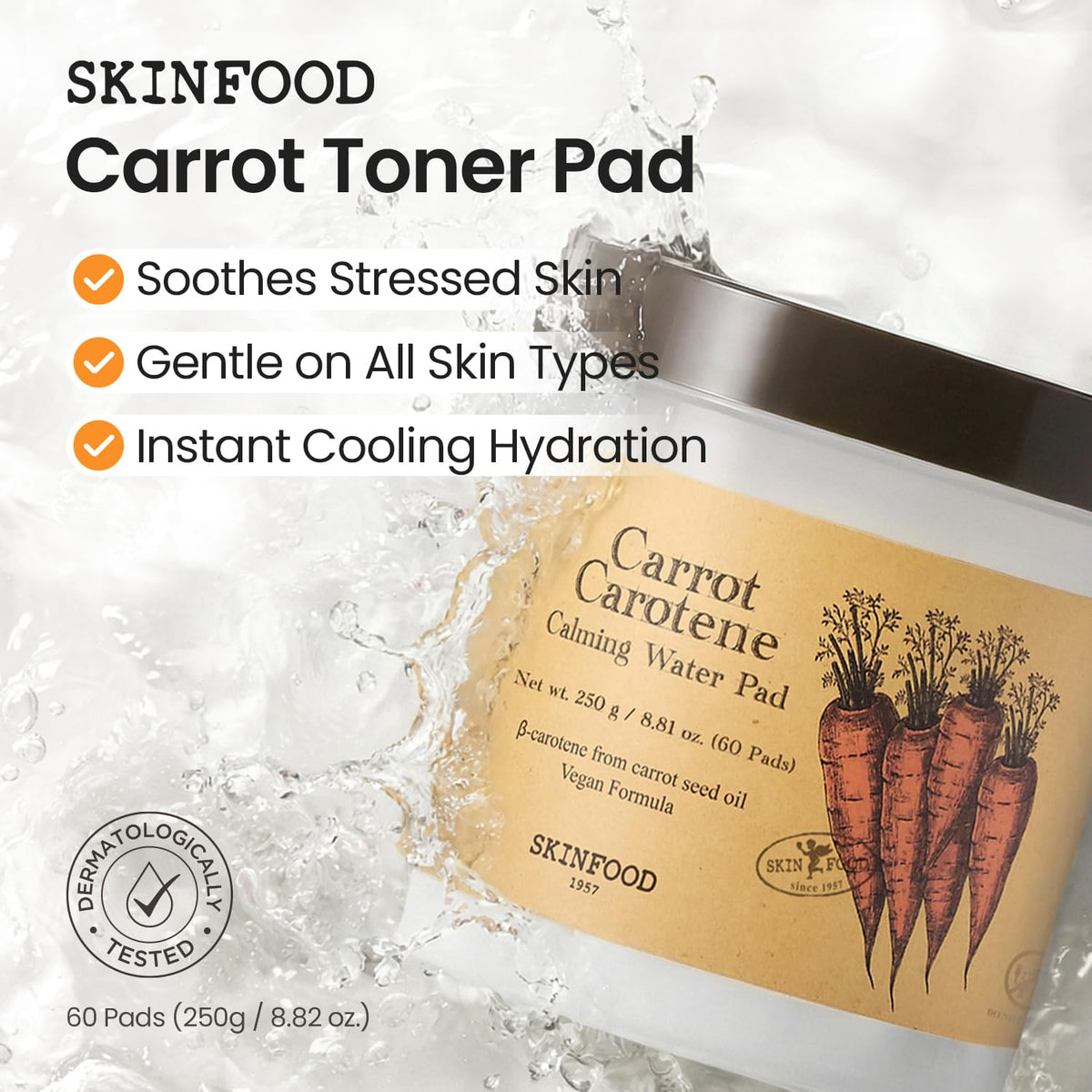 SKINFOOD Carrot Carotene Toner Pads opened showing pads