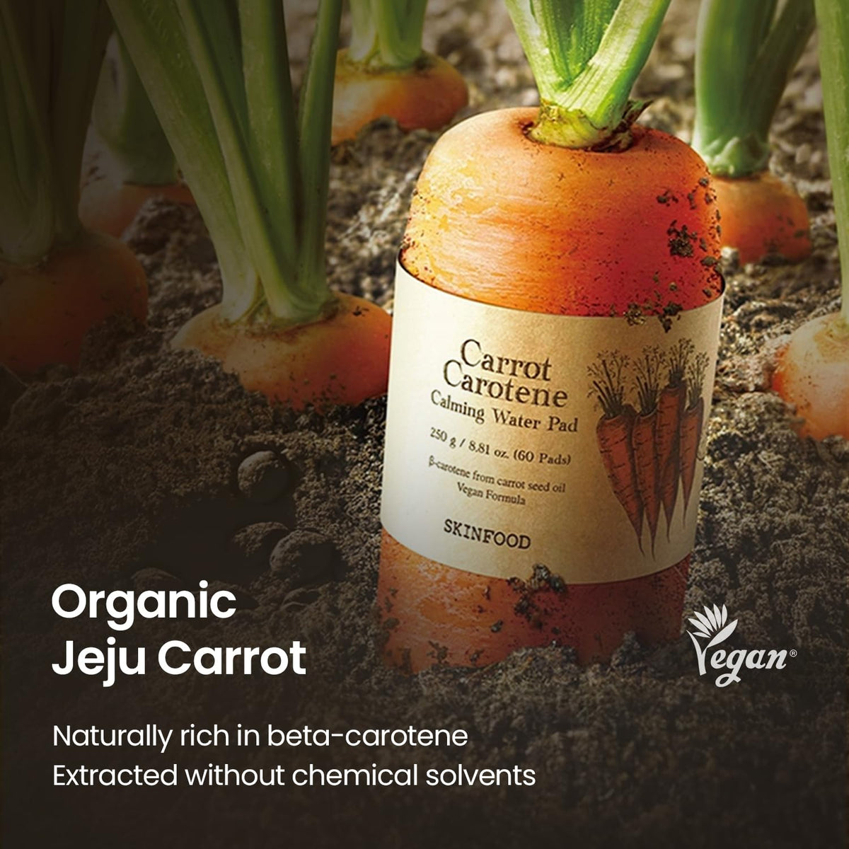 SKINFOOD Carrot Carotene Toner Pads with ingredients list