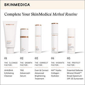 SkinMedica AHA/BHA Exfoliating Face Wash with skincare routine