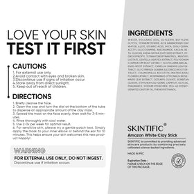 SKINTIFIC Amazonian White Clay Mask Stick application on skin