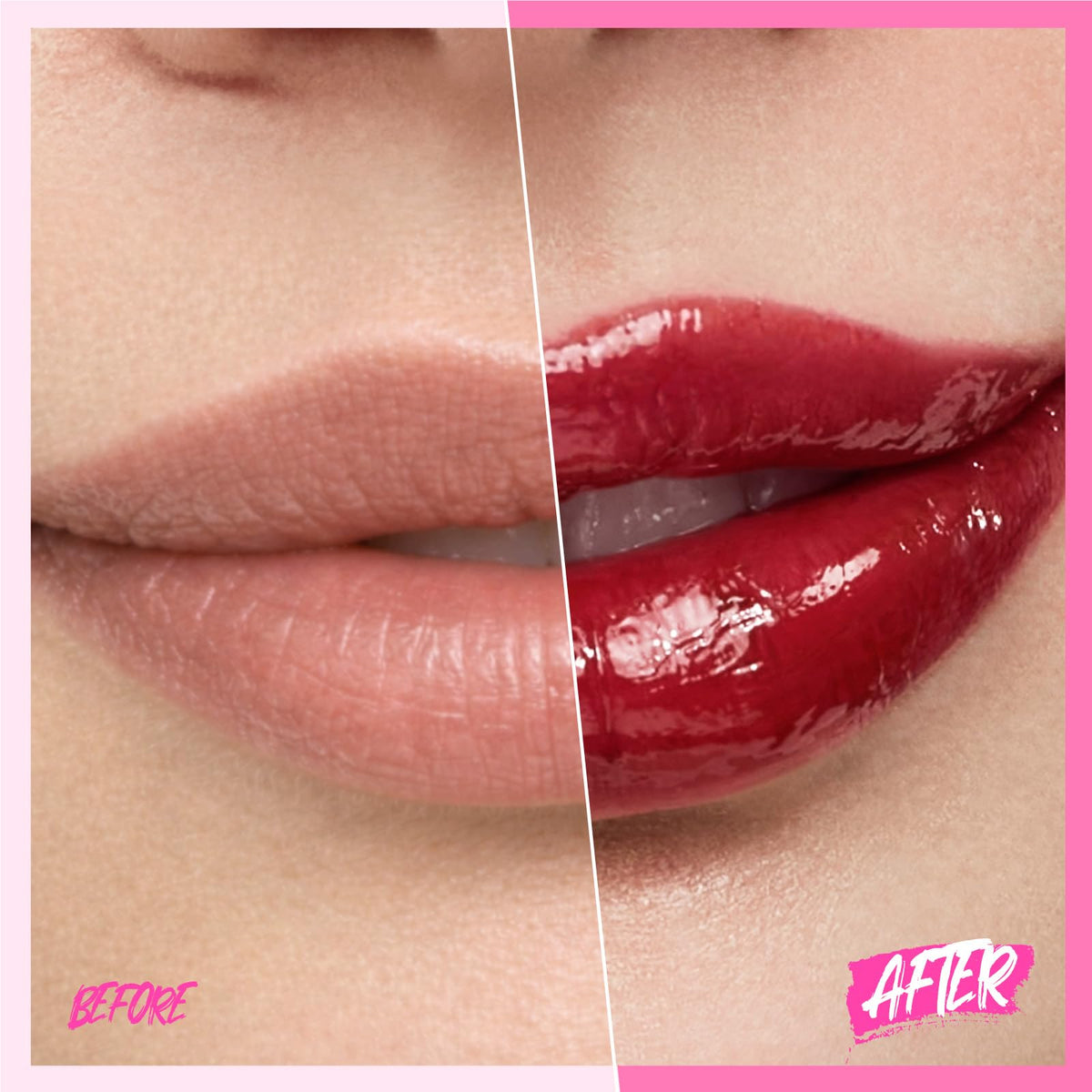 SKINTIFIC Brightening Lip Serum Fine Wine texture on lips