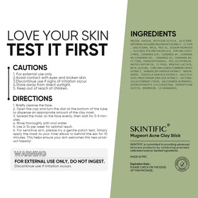 SKINTIFIC Mugwort Clay Stick Face Mask applied on skin
