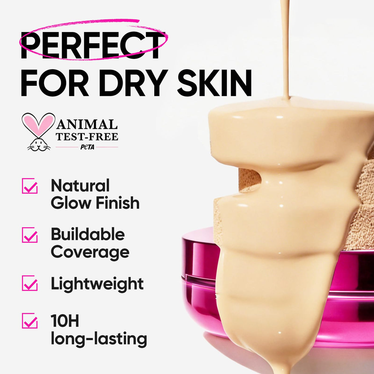 SKINTIFIC Pink Cushion Foundation 02 Ivory applicator close-up