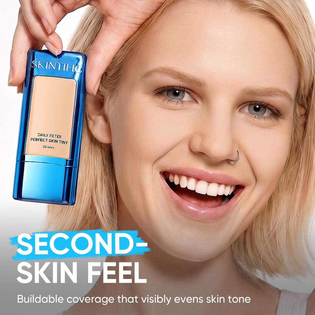 SKINTIFIC Tinted BB Cream #02 Ivory application on skin