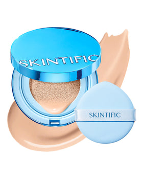 SKINTIFIC Velvet Matte Cushion Foundation Blue #01 Vanilla front view