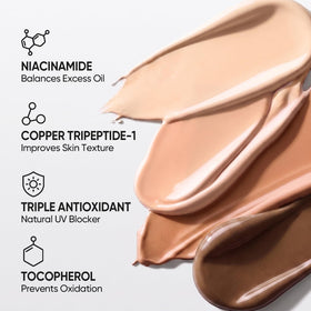 SKINTIFIC Velvet Matte Cushion Foundation with makeup tools