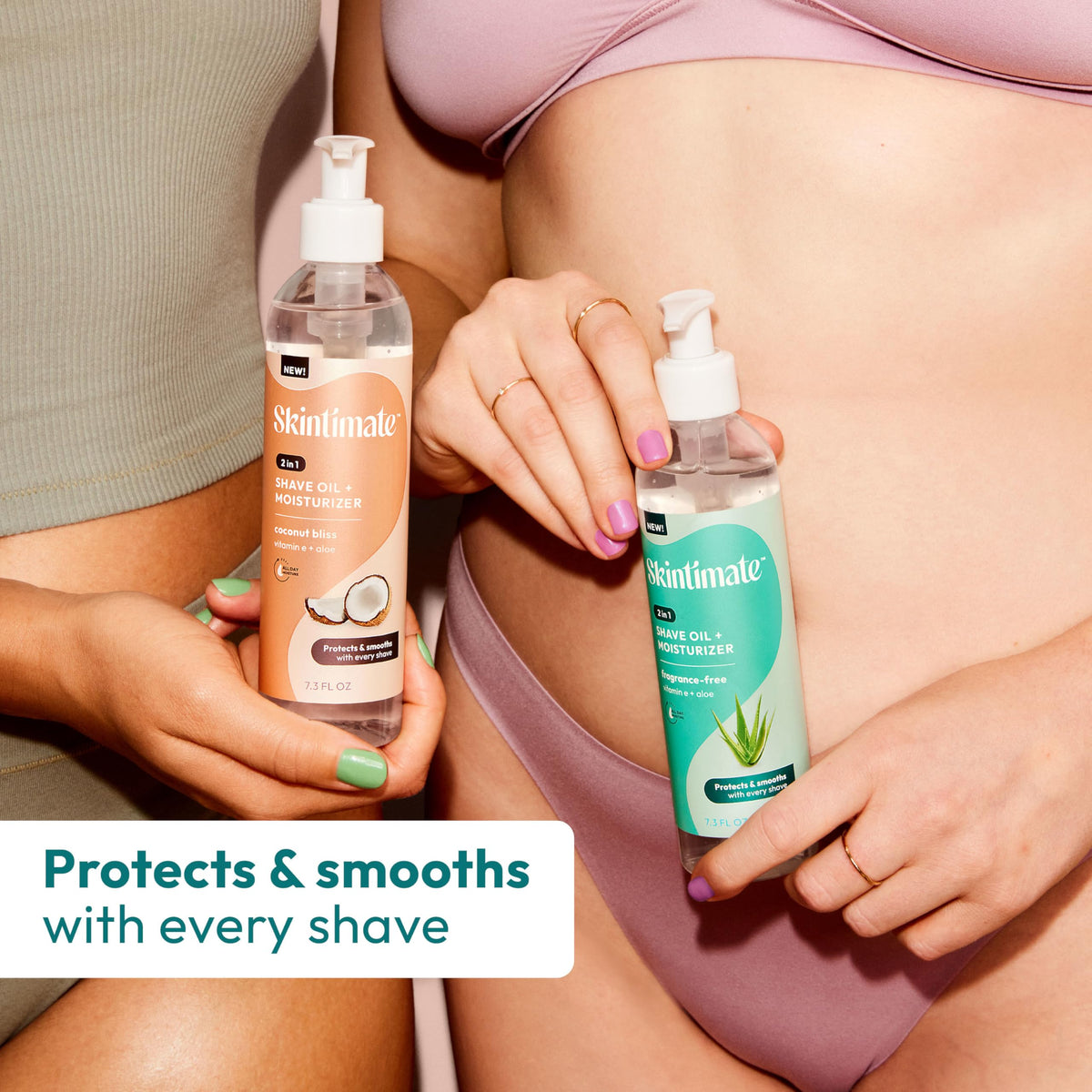 Skintimate 2-in-1 Shave Oil & Moisturizer packaging details