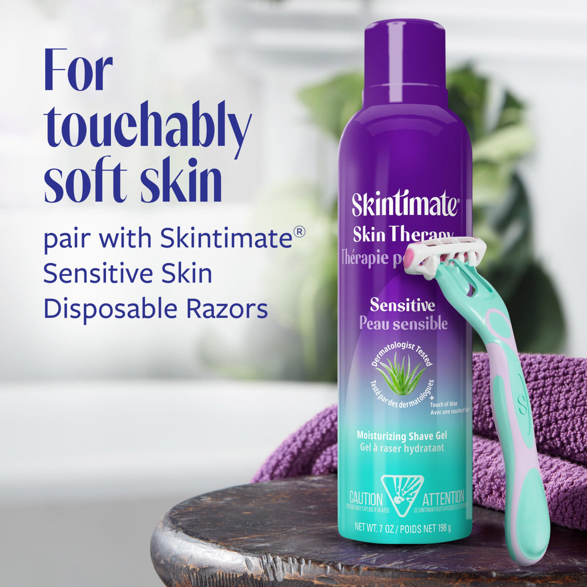 Skintimate shave gel in use with a razor