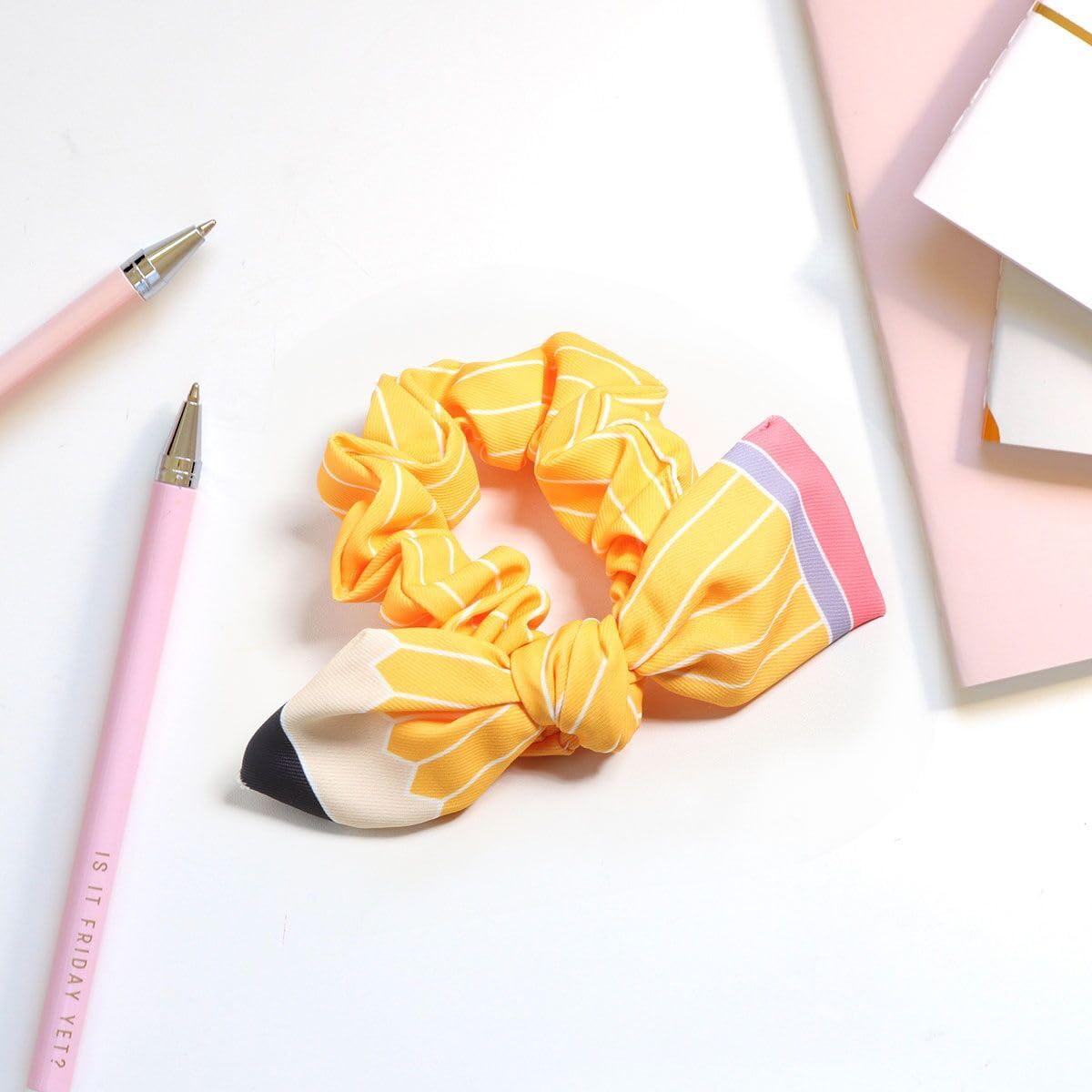 SKIRIFLA Teacher Hair Accessories Pencil Bow Headband close-up of fabric