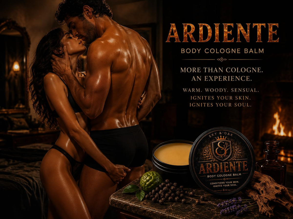 Sky and Oak Ardiente Solid Cologne Balm application on skin