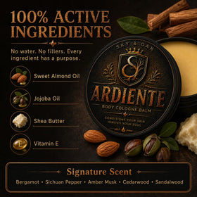 Sky and Oak Ardiente Solid Cologne Balm lifestyle scene