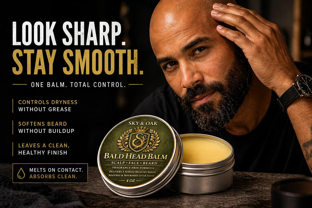 Sky and Oak Bald Head Balm with natural ingredients