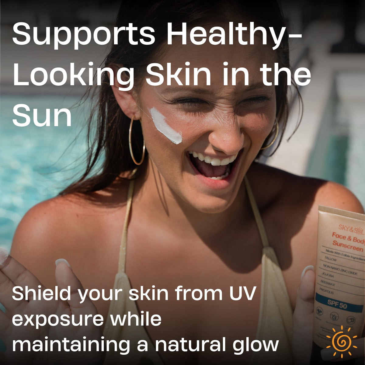 Sky and Sol Mineral Sunscreen SPF 50 in outdoor setting