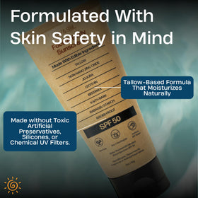 Sky and Sol Mineral Sunscreen SPF 50 ingredients list on packaging