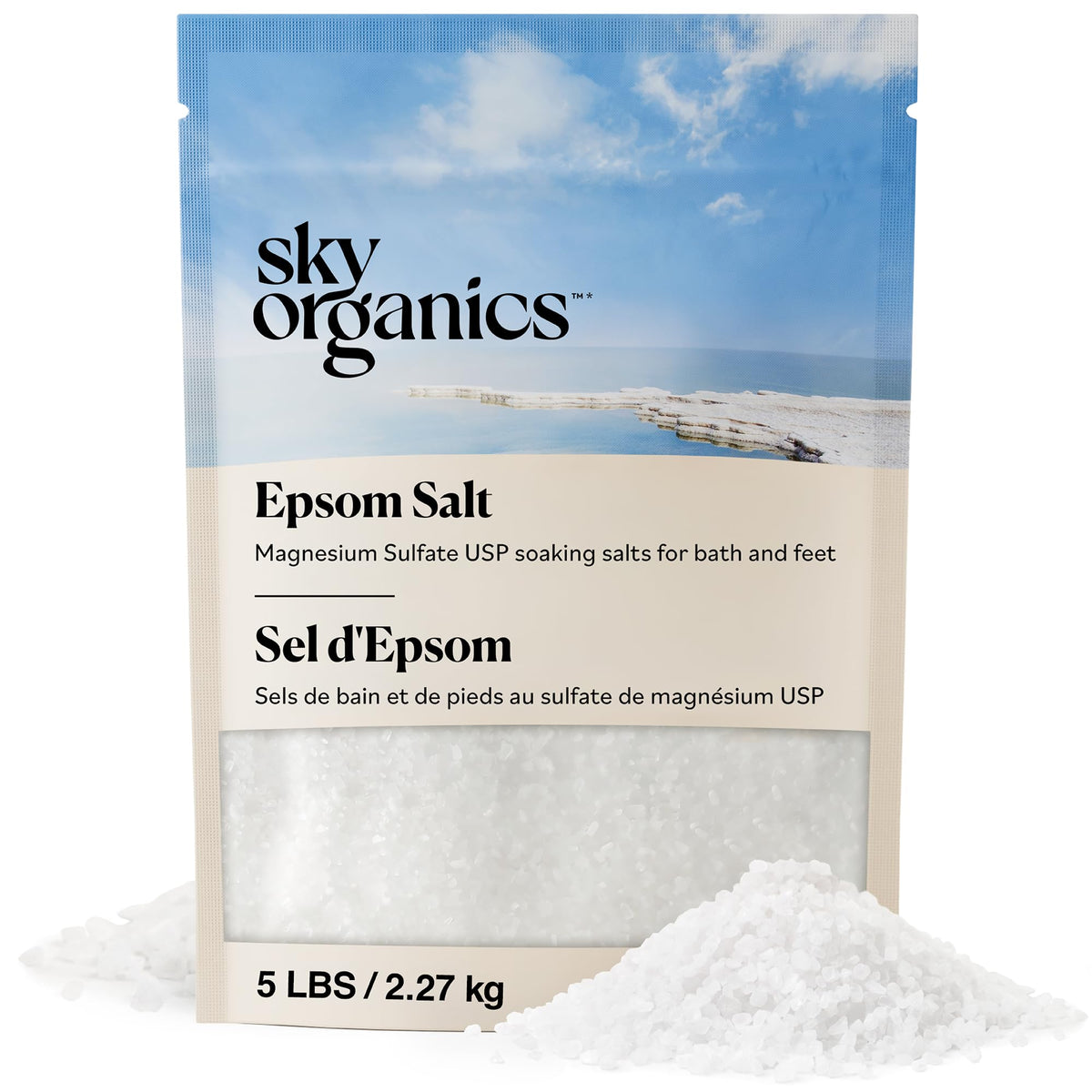 Sky Organics Epsom Salt Bath Soak 5 lbs front view