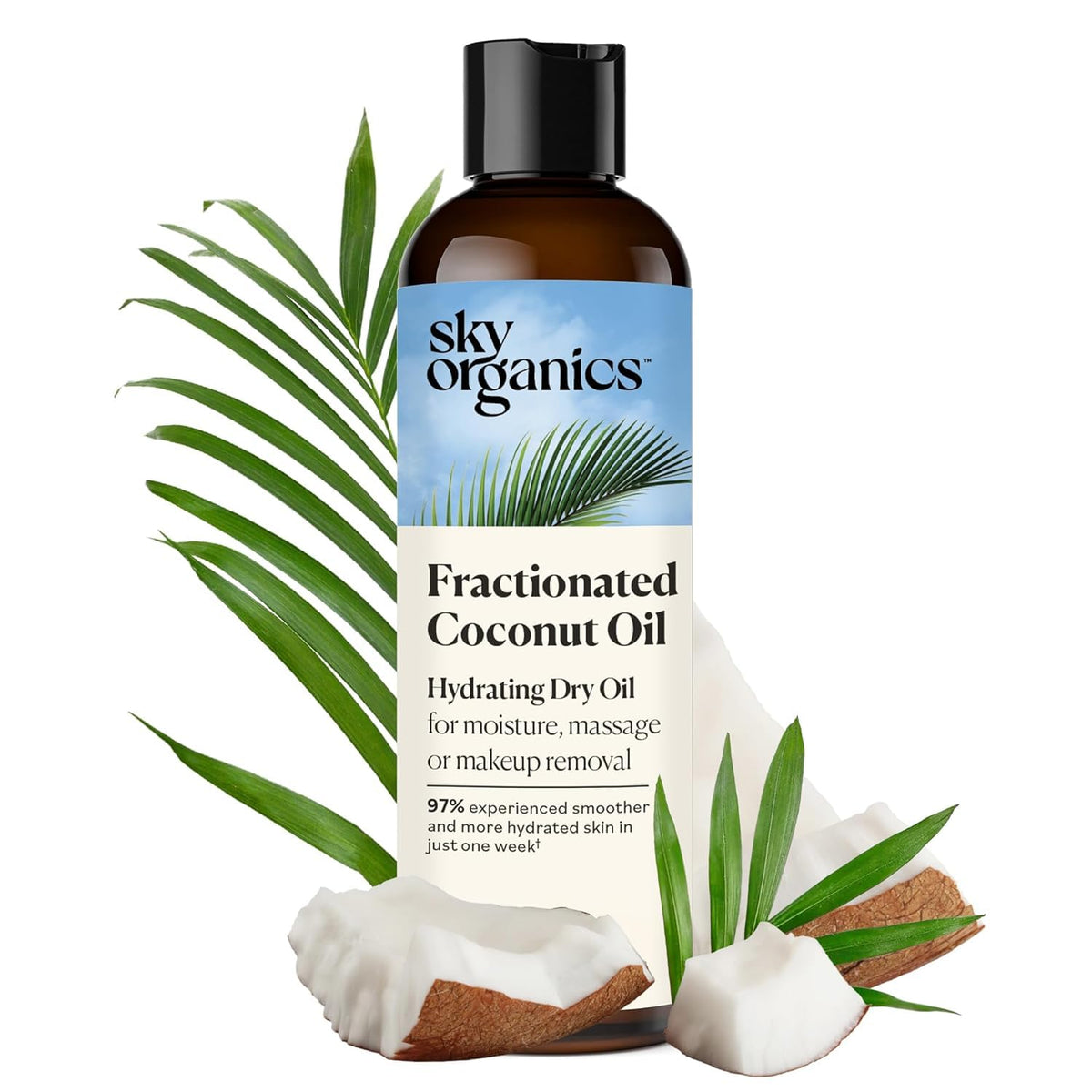 Sky Organics Fractionated Coconut Dry Oil 16.9 fl oz front view