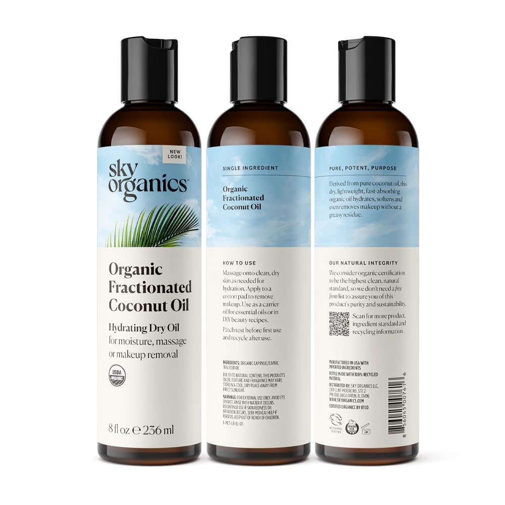 Sky Organics Fractionated Coconut Dry Oil 16.9 fl oz with DIY beauty ingredients