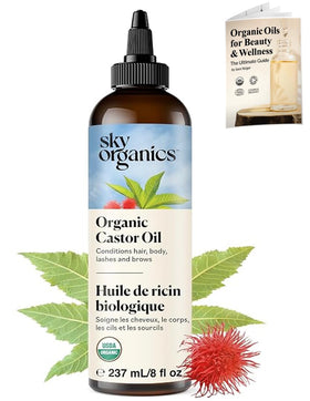 Sky Organics Organic Castor Oil 8oz bottle back view