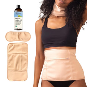 Sky Organics Organic Castor Oil Pack Wrap Set 16oz with wraps and oil