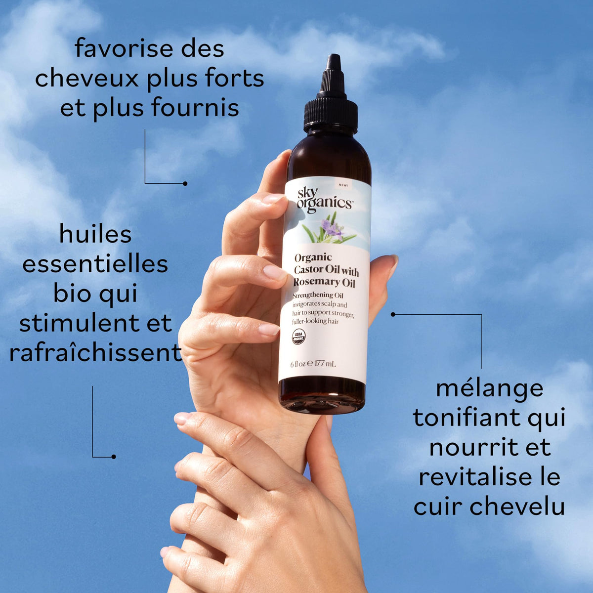 Sky Organics Organic Castor Oil with Rosemary Oil packaging details