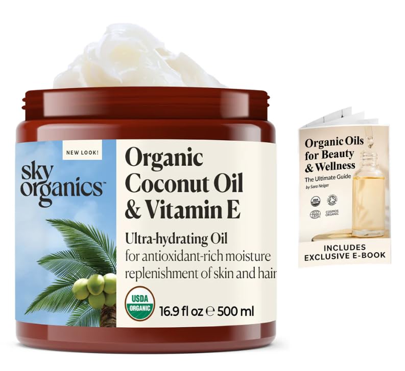 Sky Organics Organic Coconut Oil & Vitamin E 16.9oz back view