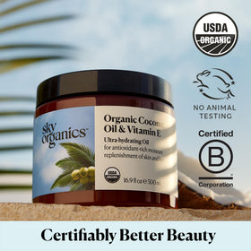 Sky Organics Organic Coconut Oil & Vitamin E 16.9oz packaging details