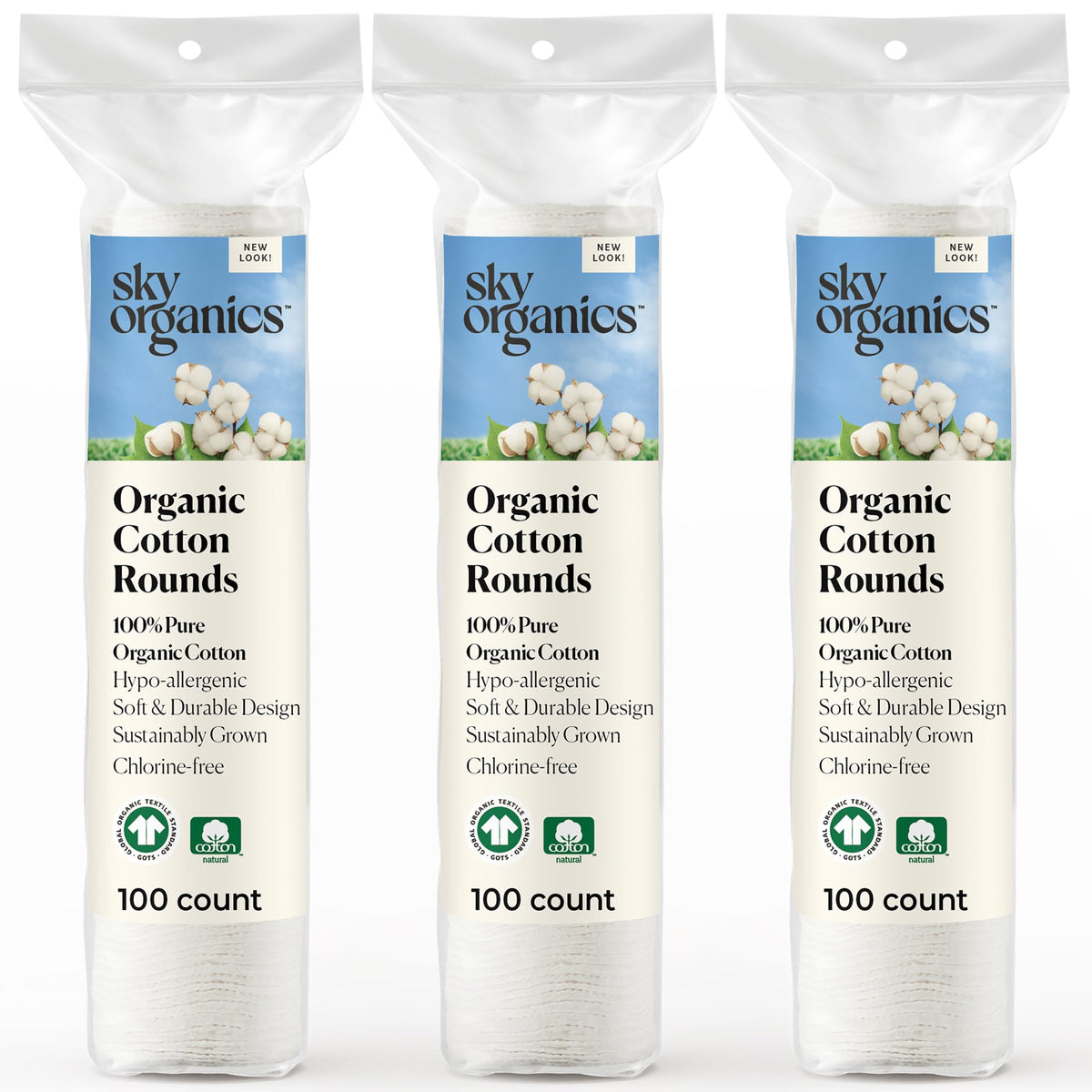 Sky Organics Organic Cotton Rounds 300 count package front view