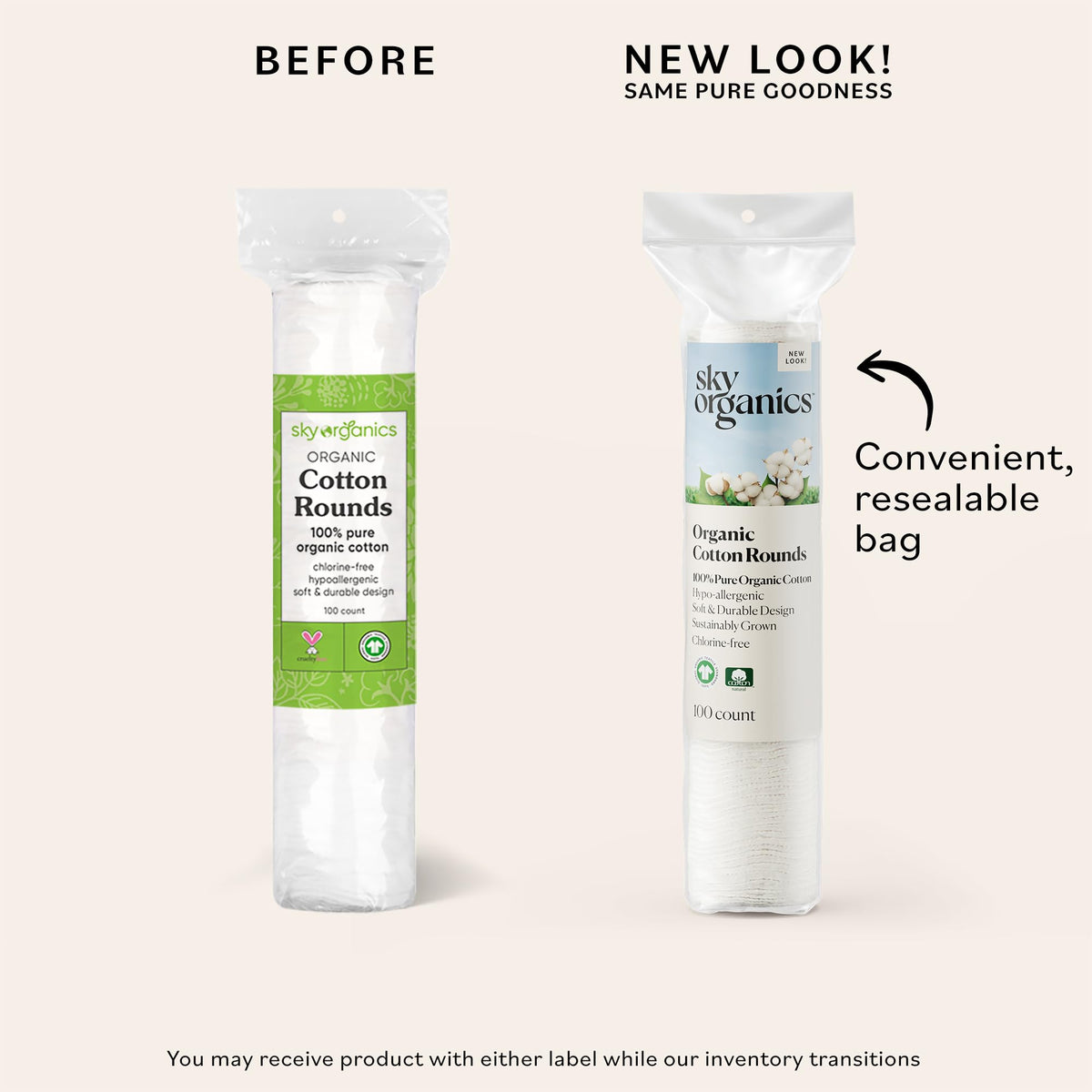 Sky Organics Organic Cotton Rounds inside the package