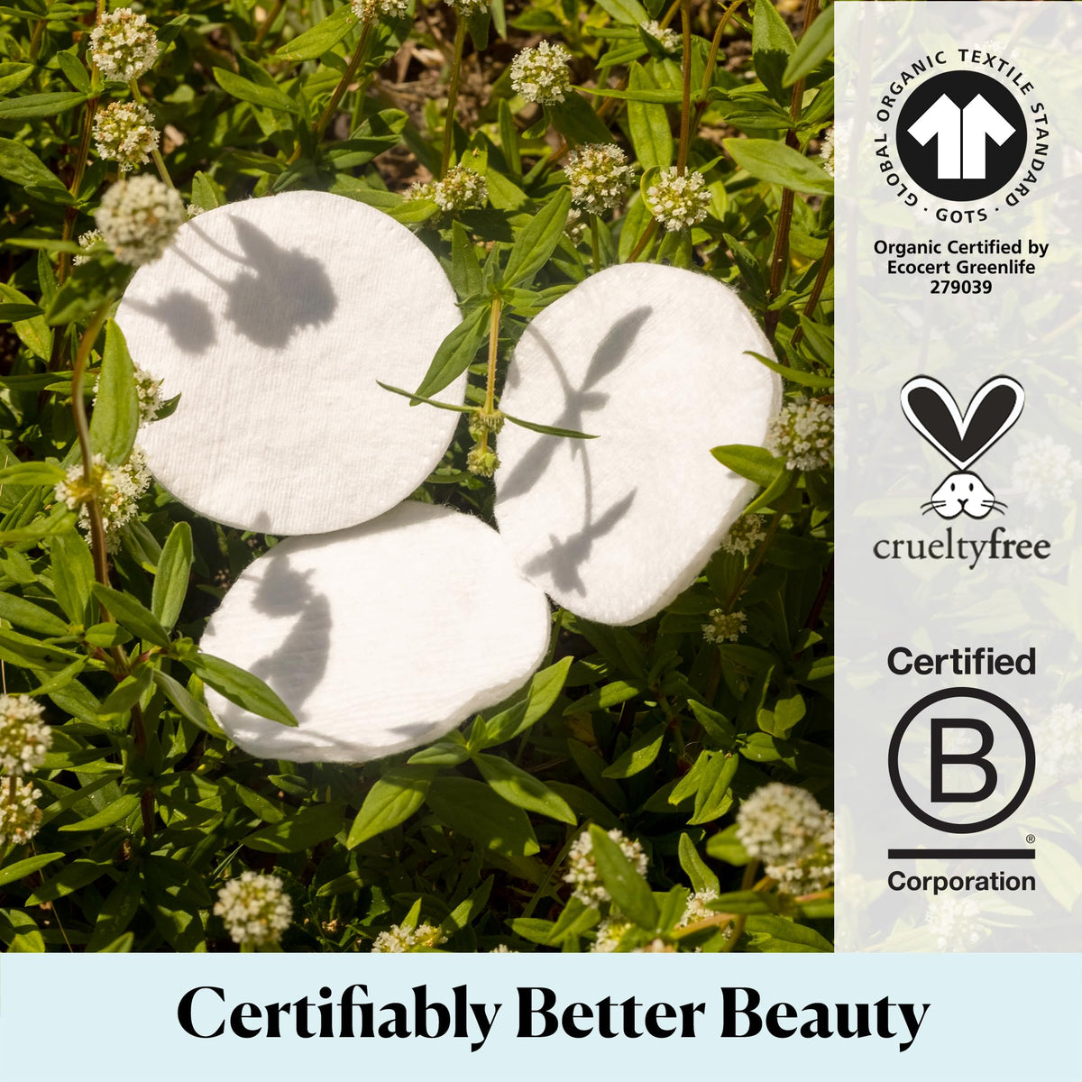 Sky Organics Organic Cotton Rounds with a skincare product