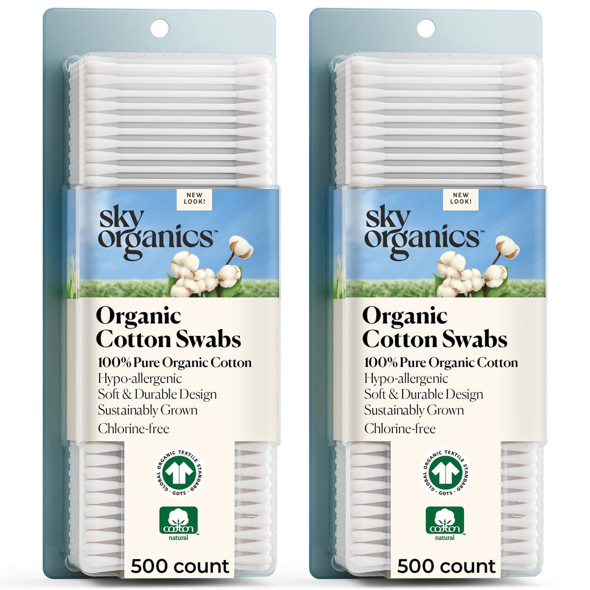 Sky Organics Organic Cotton Swabs 1000 Ct packaging front view